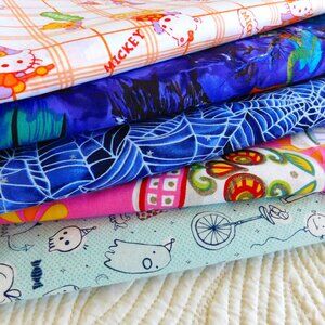 Lil Monsters Tricks & Treats Party Cotton Steel Halloween ghost cat fabric BTHY